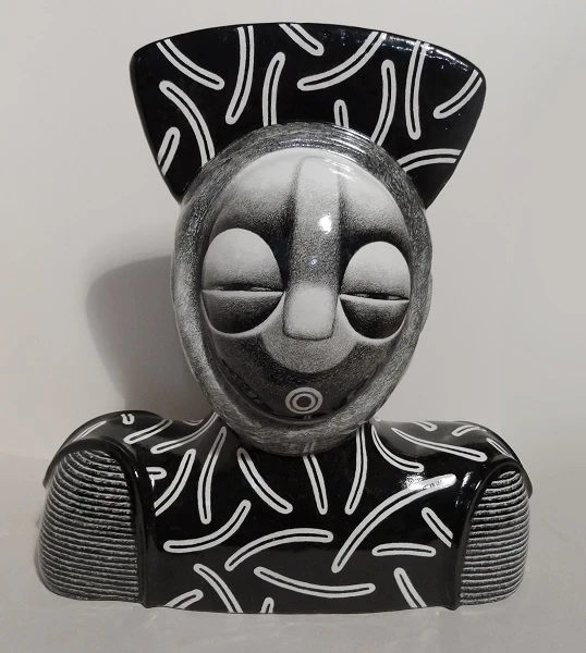 Krasnov Alexander.Krasnoyarsk. Portrait of a strange.2020.clay, enamel, overglaze painting 33x31x13 cm.jpg
