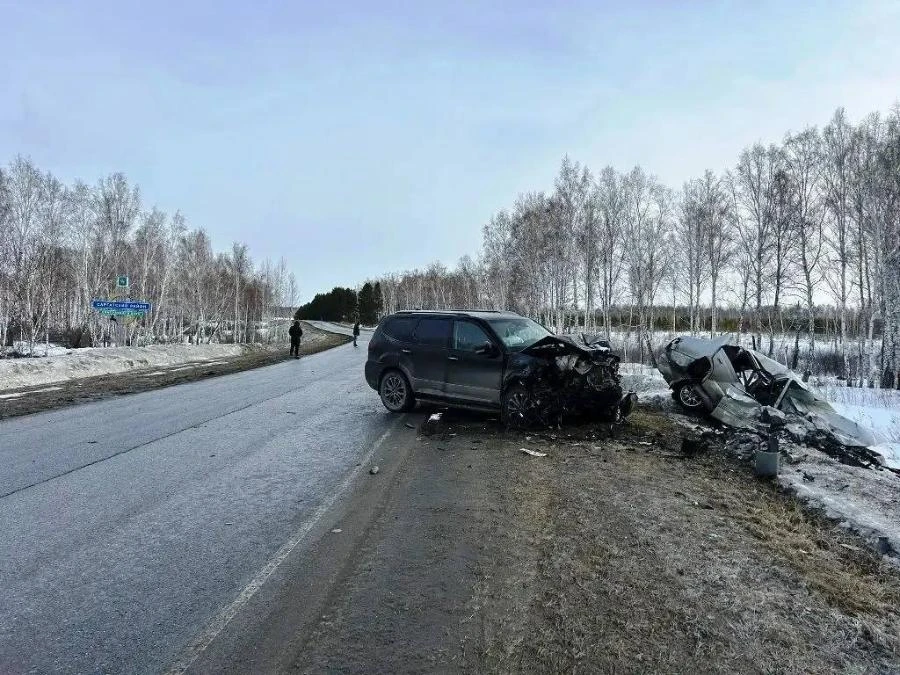 В Омской области в лобовом столкновении легкового автомобиля с внедорожником погибли два человека