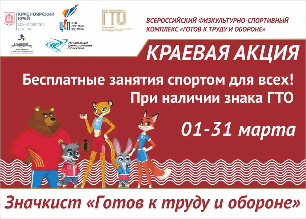 В Красноярском крае стартует месяц бесплатных тренировок для значкистов ГТО