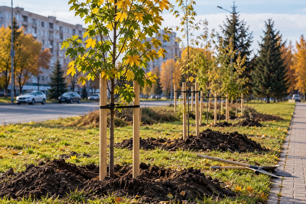 Около 800 новых деревьев и кустарников появилось в Омске