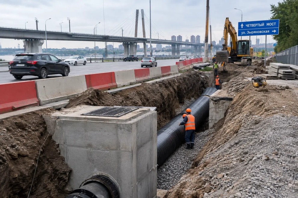 В Новосибирске до ноября построят ливневку у четвертого моста