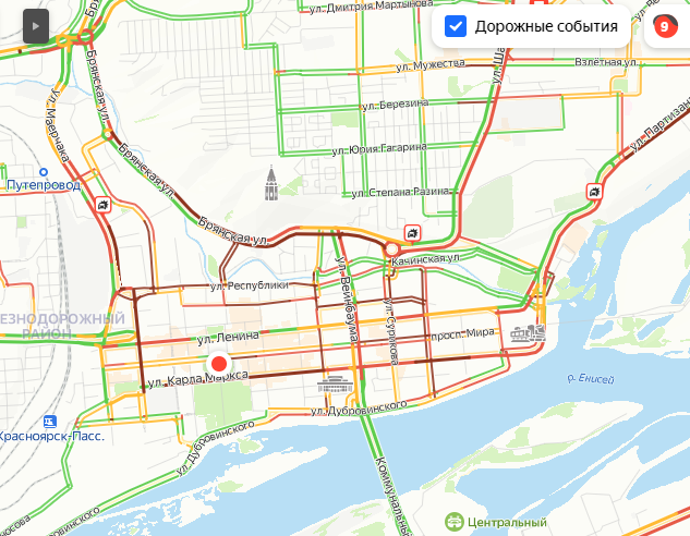 Красноярск карта 9 мая