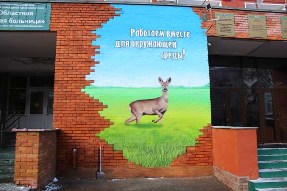 На здании в Томске появилось изображение краснокнижной косули