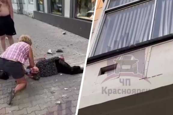 В центре Красноярска на женщину упал фрагмент старого дома